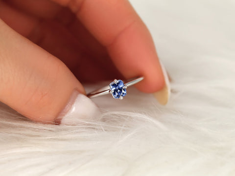 0.72ct Ready to Ship Rita 14kt White Gold Cornflower Sapphire Solitaire Ring - Rosados Box