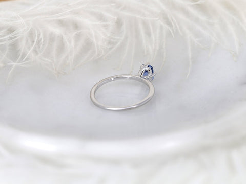 0.72ct Ready to Ship Rita 14kt White Gold Cornflower Sapphire Solitaire Ring - Rosados Box