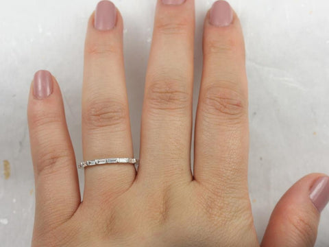 Bernice 14kt Dainty Baguette Diamond HALFWAY Eternity Band Ring - Rosados Box