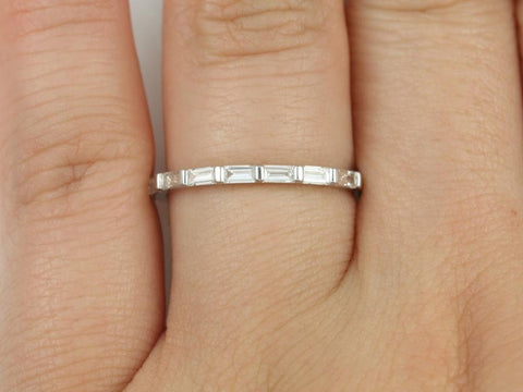 Bernice 14kt Dainty Baguette Diamond HALFWAY Eternity Band Ring - Rosados Box