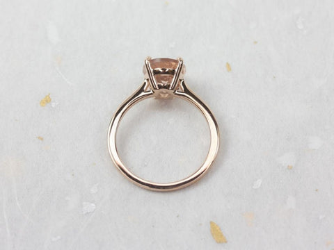 Delia 10x8mm 14kt Gold Morganite Low Cathedral Oval Solitaire Ring - Rosados Box