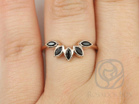 Petunia 14kt Marquise Black Onyx Nesting Ring - Rosados Box