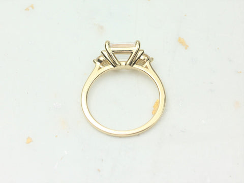 1.75cts Saint 8x6mm 14kt Gold Moissanite East West Horizontal 3 Stone Emerald Engagement Ring - Rosados Box