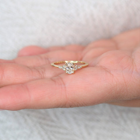 0.50ct Ready to Ship Maddy 14kt Gold Diamond Art Deco Oval Cluster Ring - Rosados Box