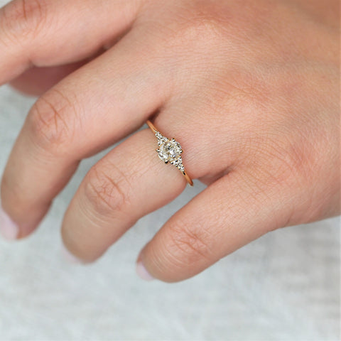 0.50ct Ready to Ship Maddy 14kt Gold Diamond Art Deco Oval Cluster Ring - Rosados Box