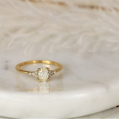 0.50ct Ready to Ship Maddy 14kt Gold Diamond Art Deco Oval Cluster Ring - Rosados Box