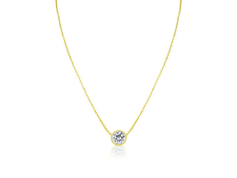 0.50ct Brooke 5mm 14kt Gold Moissanite Solitaire Floating Necklace