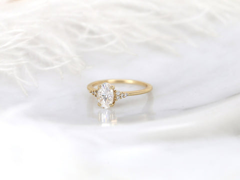 1.20ct Maddy 8x5mm 14kt Gold Moissanite Diamond Cluster Ring - Rosados Box