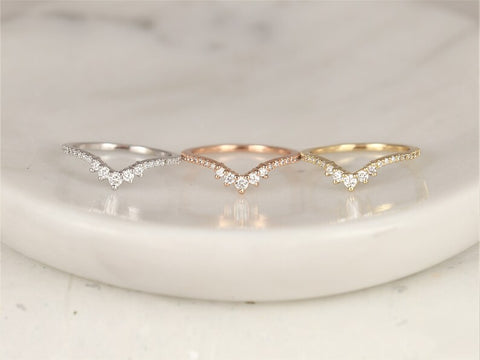 Aldis 14kt Gold Diamonds Chevron Nesting Ring - Rosados Box