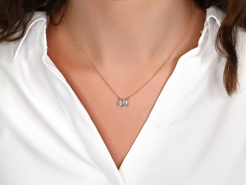 1ct Gemini 14kt Moissanite Toi Et Moi Cluster Necklace - Rosados Box