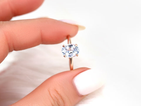 2.37ct Ready to Ship Dakota 14kt Rose Gold Lavender Cornflower Sapphire Oval Solitaire Ring - Rosados Box