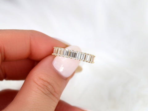 Miranda 14kt Moissanite HALFWAY Eternity Emerald Cut Ring - Rosados Box