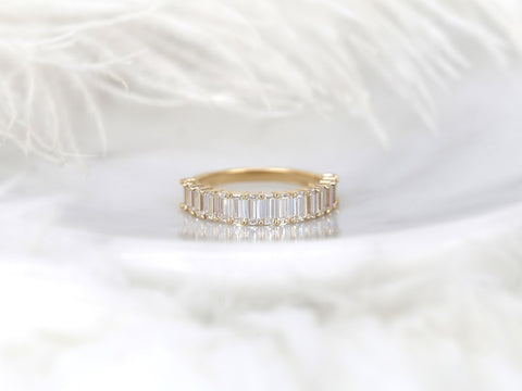 Miranda 14kt Moissanite HALFWAY Eternity Emerald Cut Ring - Rosados Box