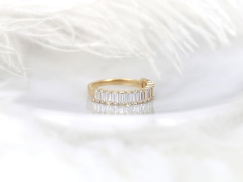 Miranda 14kt Moissanite HALFWAY Eternity Emerald Cut Ring - Rosados Box