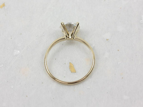 Ready to Ship VALUE 8mm Round Moissanite Charles Colvard Thin Skinny Solitaire Engagement Ring,14kt Solid Yellow Gold,Value Mtg