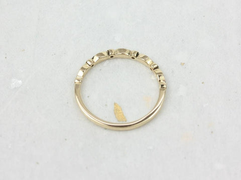 Gwen 14kt WHITE Gold Dainty Rainbow Scalloped Vintage WITH Milgrain Yellow Sapphire Diamond HALFWAY Eternity Ring