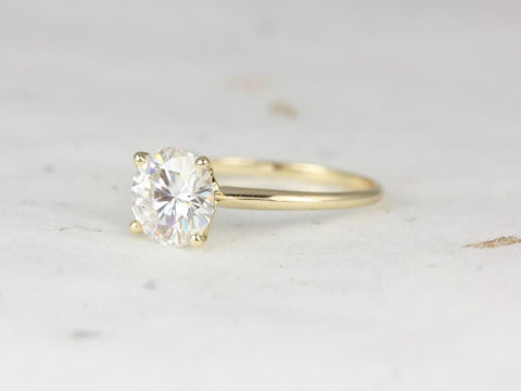 Ready to Ship VALUE 6.5mm Round Moissanite Charles Colvard Thin Skinny Solitaire Engagement Ring,14kt Solid Yellow Gold,Value Mtg