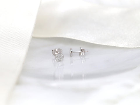Ready to Ship Diskco 5mm 14kt YELLOW Gold Diamond Dainty Stud Earrings,Pave Disk Earrings,Diamond Earrings,Minimalist Earrings,Birthday Gift