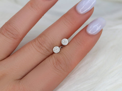 Ready to Ship Diskco 5mm 14kt YELLOW Gold Diamond Dainty Stud Earrings,Pave Disk Earrings,Diamond Earrings,Minimalist Earrings,Birthday Gift