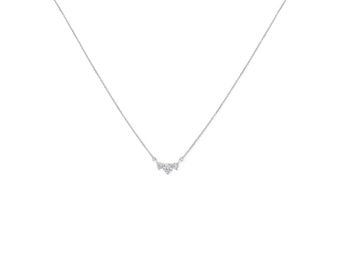 Ready to Ship 0.35ct Melodie 14kt WHITE Gold Trio Moissanite Necklace, Minimalist 3 Stone,Gift For Her,Anniversary Gift,Past Present Future