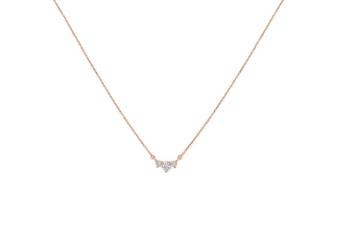 Ready to Ship 0.35ct Melodie 14kt WHITE Gold Trio Moissanite Necklace, Minimalist 3 Stone,Gift For Her,Anniversary Gift,Past Present Future