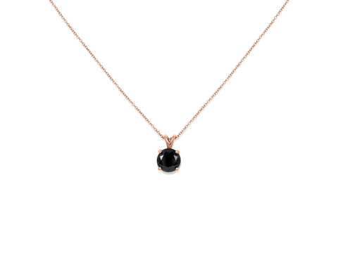 Ready to Ship Donna 6mm 14kt Rose Gold Black Onyx Dainty Solitaire Necklace,Minimalist Onyx Necklace,Gift For Her,Anniversary Gift,Birthday