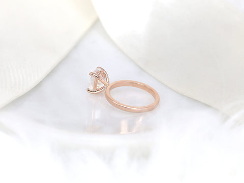2.50ct Dakota 2MM 10x7mm 14kt Gold Moissanite Oval Solitaire Ring - Rosados Box
