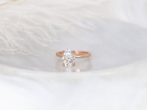 2.50ct Dakota 2MM 10x7mm 14kt Gold Moissanite Oval Solitaire Ring - Rosados Box