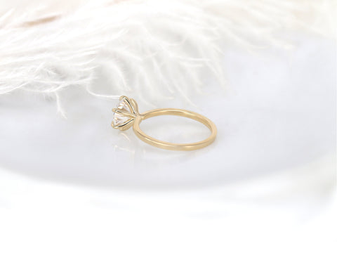 2ct Elaine 8mm 14kt Gold Moissanite Talon Six Prong Round Solitaire Ring - Rosados Box