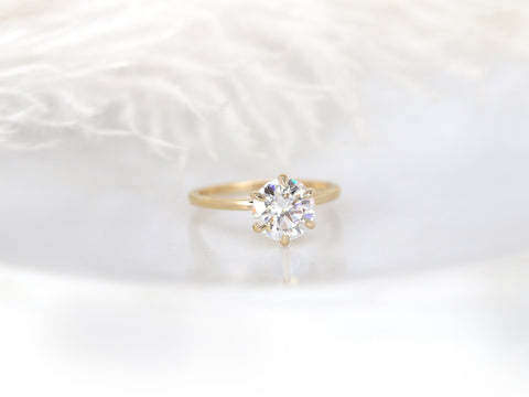 2ct Elaine 8mm 14kt Gold Moissanite Talon Six Prong Round Solitaire Ring - Rosados Box