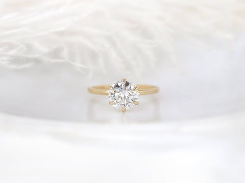 2ct Elaine 8mm 14kt Gold Moissanite Talon Six Prong Round Solitaire Ring - Rosados Box