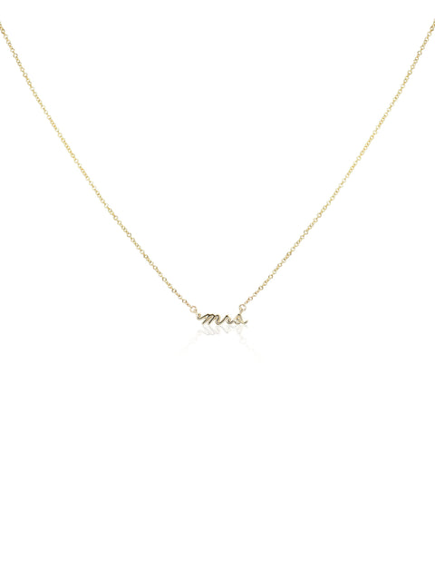 Ready to Ship Mrs 14kt YELLOW Gold Dainty Minimalist Necklace,Wifey Necklace,Gifts For Bride,Wedding Gift,Anniversary Gift,Annoucement Gift