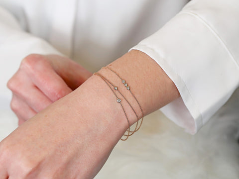 Ready to Ship Brooke 14kt ROSE Gold Dainty Diamond Bracelet,Petite Solitaire Diamond Bracelet,Diamond Gift,April Birthstone Jewelry