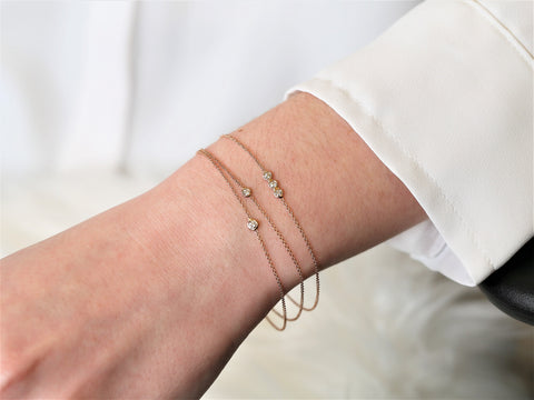 Ready to Ship Brooke 14kt ROSE Gold Dainty Diamond Bracelet,Petite Solitaire Diamond Bracelet,Minimalist Diamond,April Birthstone Jewelry