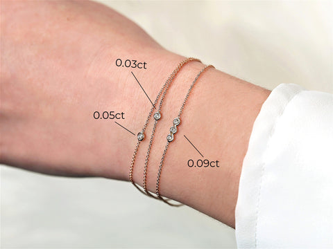 Ready to Ship Brooke 14kt ROSE Gold Dainty Diamond Bracelet,Petite Solitaire Diamond Bracelet,Diamond Gift,April Birthstone Jewelry