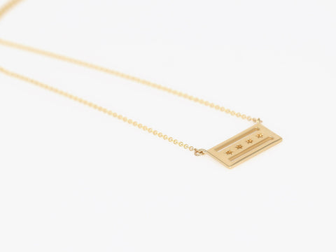 Ready to Ship Chicago Flag 14kt Yellow Gold Chicago Necklace,Chicago Jewelry,Chicago Pendant,Chicagoan Gift,Gift For Her,Chi-town Necklace
