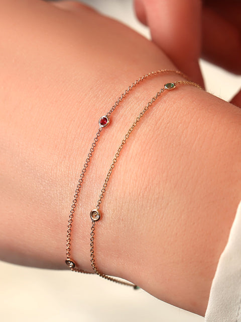 Ready to Ship Claire 4.0 14kt ROSE Gold Diamond Ruby Bracelet,Minimalist Bracelet,July Birthstone,Ruby Gift,Anniversary Gift,Gift For Her