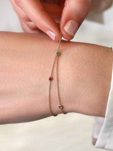 Ready to Ship Claire 4.0 14kt ROSE Gold Diamond Ruby Bracelet,Minimalist Bracelet,July Birthstone,Ruby Gift,Anniversary Gift,Gift For Her