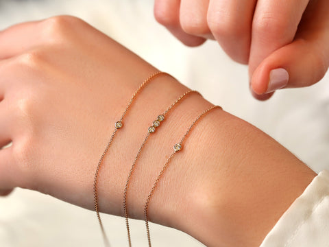Ready to Ship Brooke 14kt ROSE Gold Ultra Dainty Diamond Bracelet,Diamond Bracelet,Gift For Her,Anniversary Gift