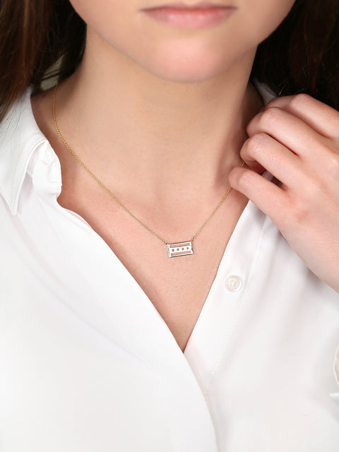 Ready to Ship Chicago Flag 14kt Yellow Gold Chicago Necklace,Chicago Jewelry,Chicago Pendant,Chicagoan Gift,Gift For Her,Chi-town Necklace
