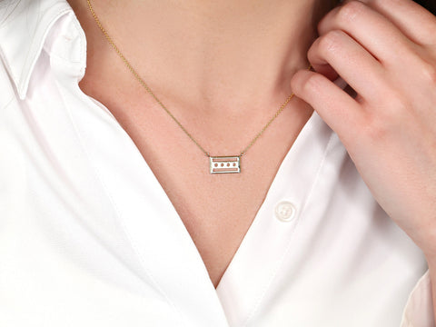 Ready to Ship Chicago Flag 14kt Yellow Gold Necklace,Chicago Necklace,Chicago Jewelry,Chicago Pendant,Chicagoan Gift,Gift For Her,Chi-town