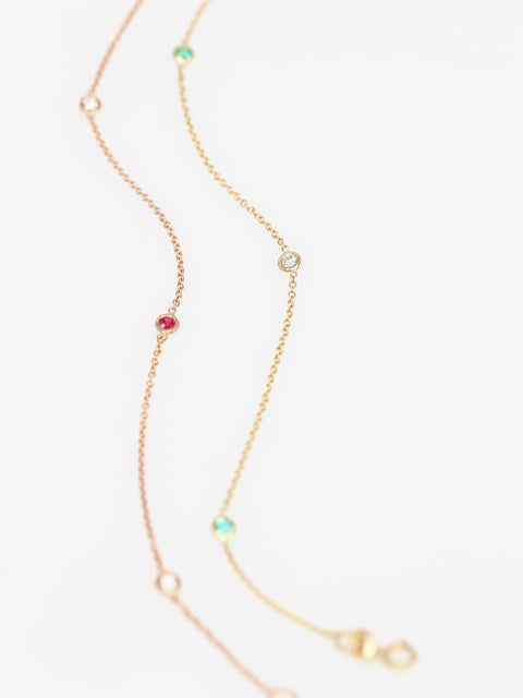 Ready to Ship Claire 4.0 14kt ROSE Gold Diamond Ruby Bracelet,Minimalist Bracelet,July Birthstone,Ruby Gift,Anniversary Gift,Gift For Her