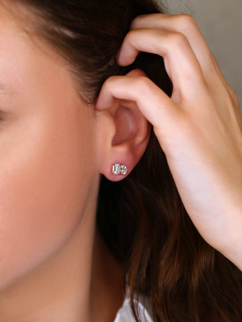 Ready to Ship 2ct Gemini 14kt Moissanite Toi Et Moi Earrings,Cluster Earrings,Gift For Her,Moissanite Studs,Birthstone Gift,Stud Earrings