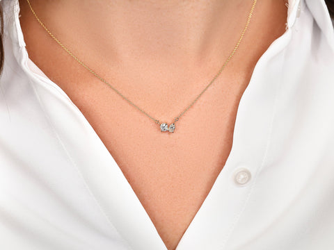 Ready to Ship Gemella 14kt Moissanite Toi Et Moi Necklace,Cluster Necklace,Gift For Her,Unique Necklace,Moissanite Layering Necklace