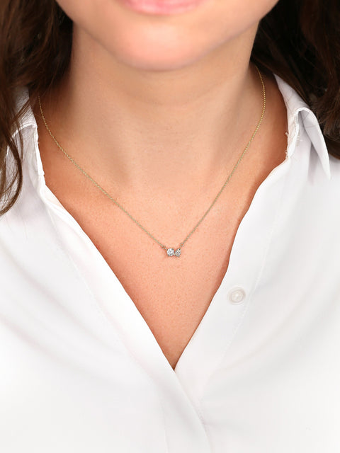 Ready to Ship Gemella 14kt Moissanite Toi Et Moi Necklace,Cluster Necklace,Gift For Her,Unique Necklace,Moissanite Layering Necklace