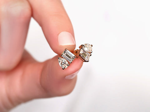 Ready to Ship 2ct Gemini 14kt Moissanite Toi Et Moi Earrings,Cluster Earrings,Gift For Her,Moissanite Studs,Birthstone Gift,Stud Earrings