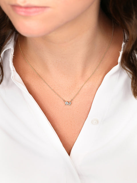 Ready to Ship Gemella 14kt Moissanite Toi Et Moi Necklace,Cluster Necklace,Gift For Her,Unique Necklace,Moissanite Layering Necklace