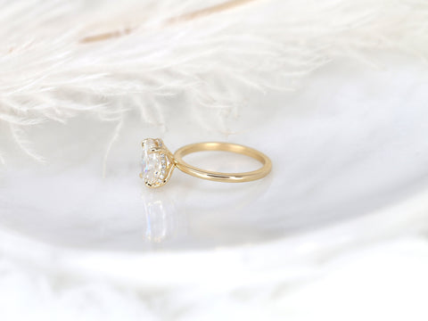 Ready to Ship Waverly 10x7mm 14kt Yellow Gold Moissanite Diamond Unique Hidden Halo Engagement Ring,Scarf Halo,Secret Halo Ring