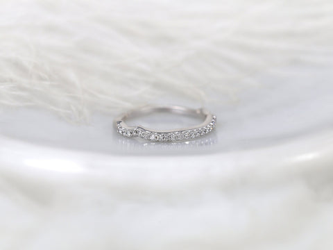 Ready to Ship 14kt White Gold Matching Band to Cassidy/Mara/Orla Diamond HALFWAY Eternity Contoured Ring,Shadow Band,Curved Ring