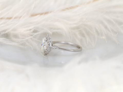 2ct Mae 9x7mm 14kt WITH Milgrain Moissanite Diamond Oval Halo Ring,Art Deco Ring,Unique Halo Ring,Anniversary Ring,Oval Engagement Ring